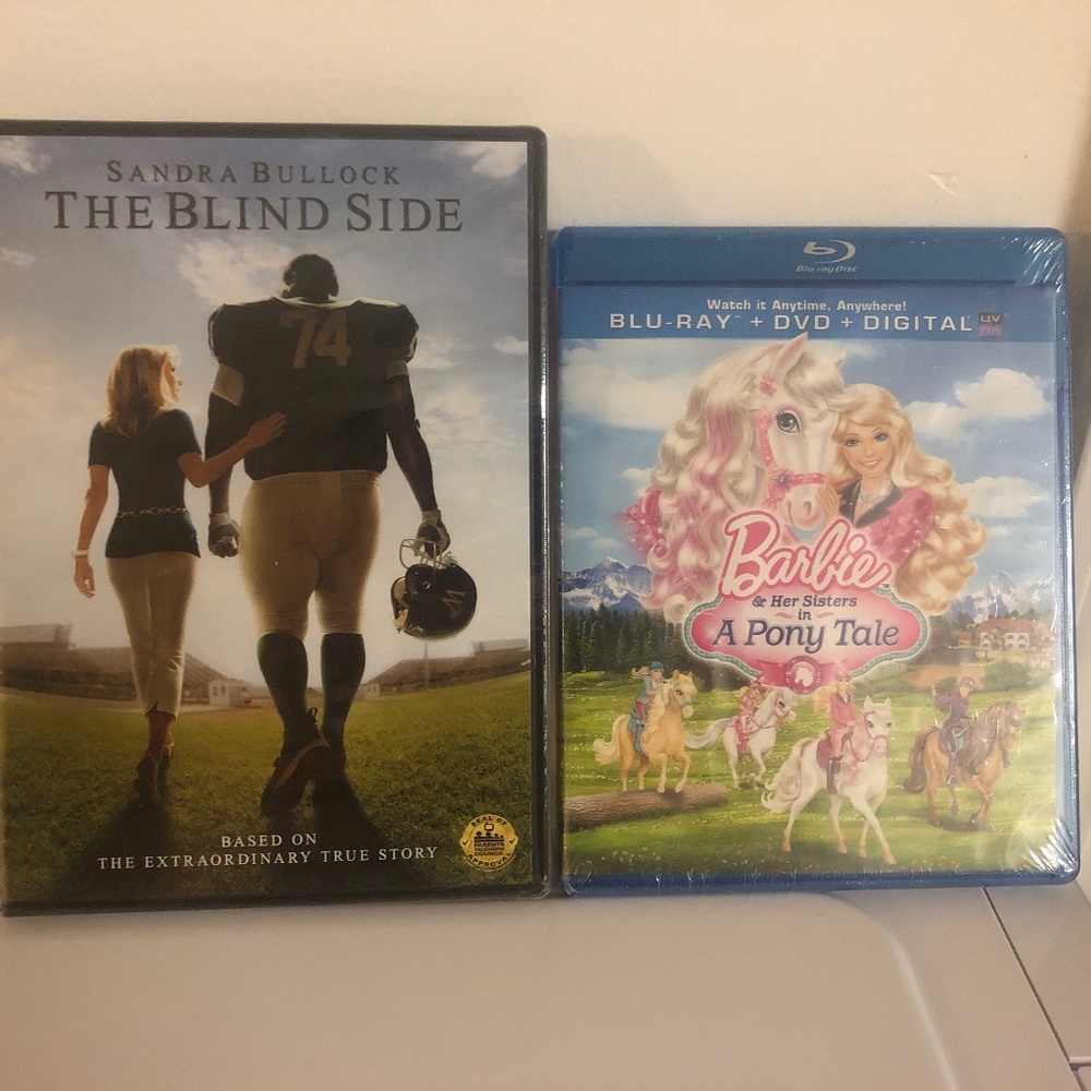 DVD and Blue Ray movie-The Blind Side and Barbie and Her Sisters in A Pony Tale